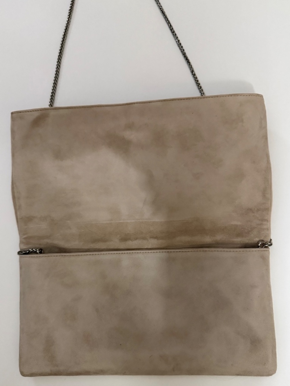 Reiss Suede Cream Clutch w/chain strap - Picture 4 of 10